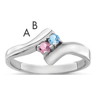 14K White Gold 2-Stone Mother's Ring Mounting – view 2