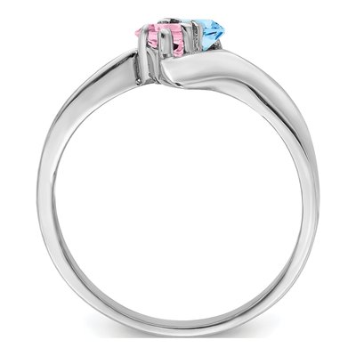 14K White Gold 2-Stone Mother's Ring Mounting – view 3