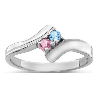 14K White Gold 2-Stone Mother's Ring Mounting