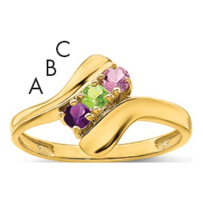 14K Yellow Gold 3-Stone Mother's Ring Mounting – view 2