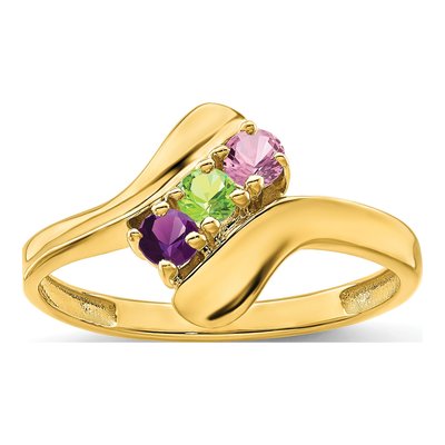 14K Yellow Gold 3-Stone Personalized Mother's Ring – view 2