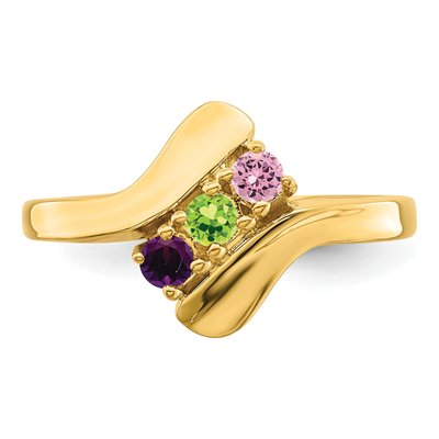 14K Yellow Gold 3-Stone Personalized Mother's Ring – view 5
