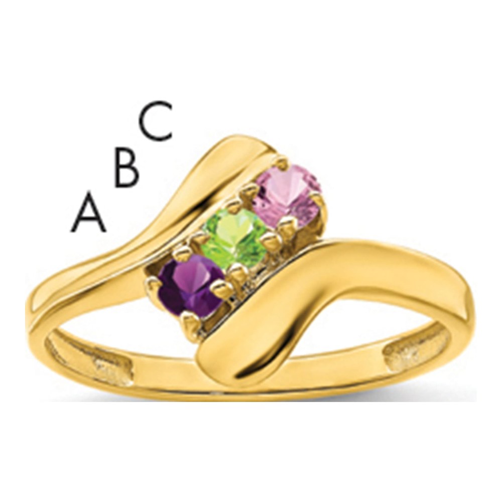 14K Yellow Gold 3-Stone Personalized Mother's Ring