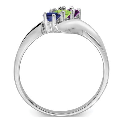 Sterling Silver or 14K White Gold 3-Stone Mother's Ring – view 3