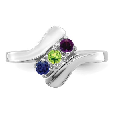 Sterling Silver or 14K White Gold 3-Stone Mother's Ring – view 5
