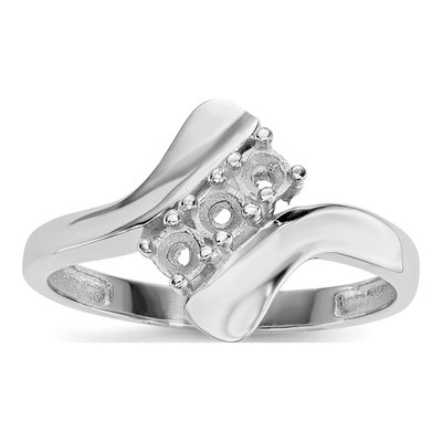 14K White Gold 3-Stone Mother's Ring Mounting