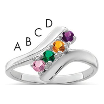 Sterling Silver 4-Stone Mother's Ring