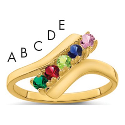 14K Yellow Gold 5-Stone Mother's Ring Mounting – view 2
