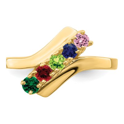 14K Yellow Gold 5-Stone Mother's Ring Mounting – view 7
