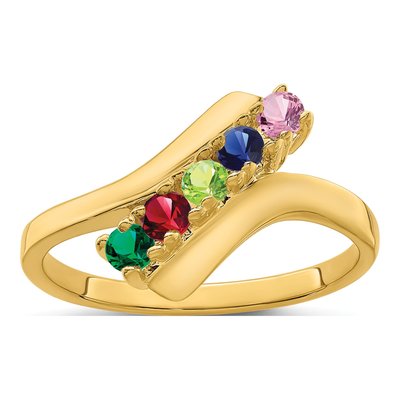 14K Yellow Gold 5-Stone Mother's Ring – view 2