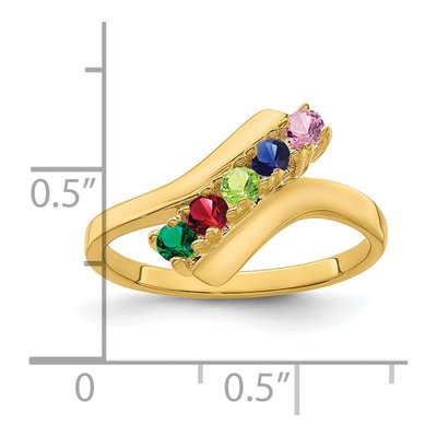 14K Yellow Gold 5-Stone Mother's Ring – view 6