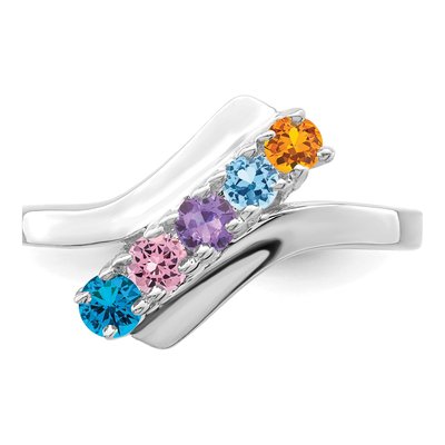 14K White Gold 5-Stone Mother's Ring Mounting – view 5
