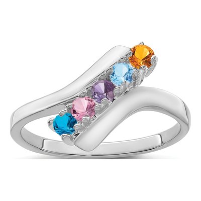 14K White Gold 5-Stone Mother's Ring Mounting