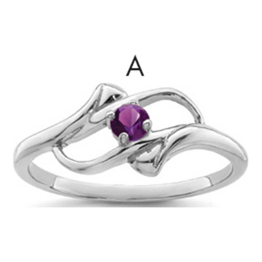 14K White Gold Rhodium-Plated Synthetic Family Jewelry Ring