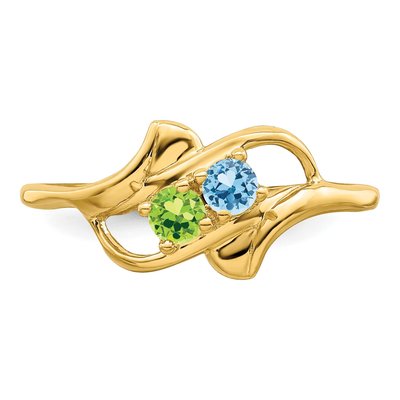 14K Yellow Gold 2-Stone Mother's Ring Mounting – view 6