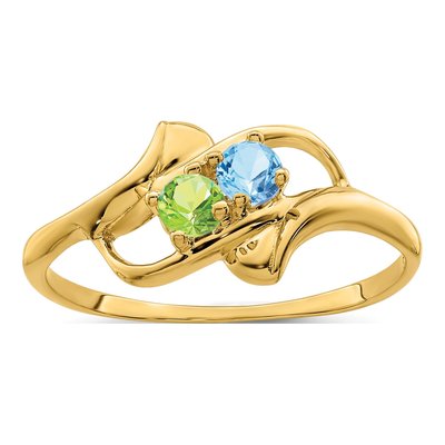 14K Yellow Gold 2-Stone Mother's Ring Mounting