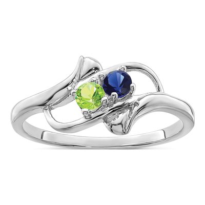 14K White Gold 2-Stone Mother's Ring Mounting