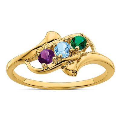 14K Yellow Gold 3-Stone Mother's Ring – view 2