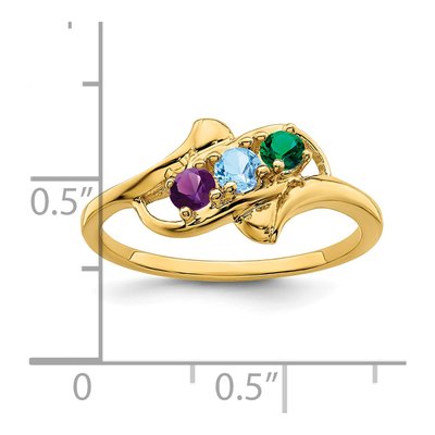 14K Yellow Gold 3-Stone Mother's Ring – view 6