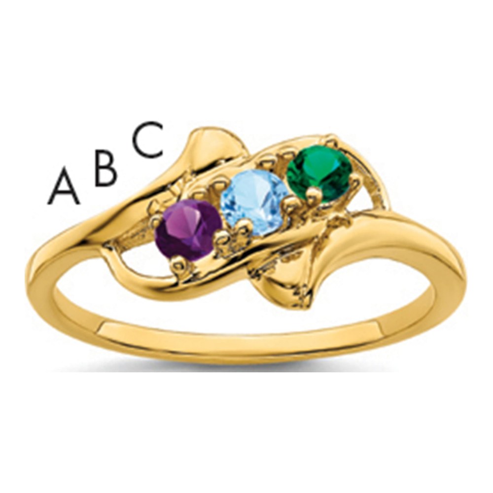 14K Yellow Gold 3-Stone Mother's Ring
