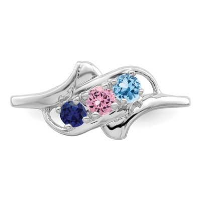 14K White Gold 3-Stone Mother's Ring Mounting – view 5