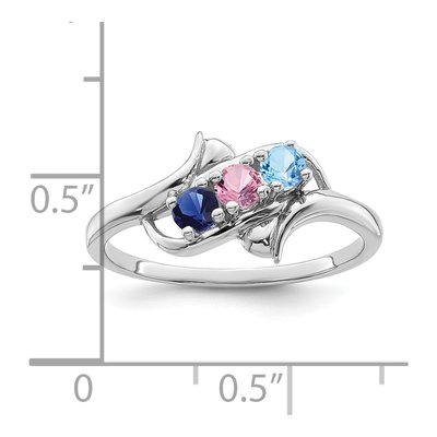 14K White Gold 3-Stone Mother's Ring Mounting – view 6