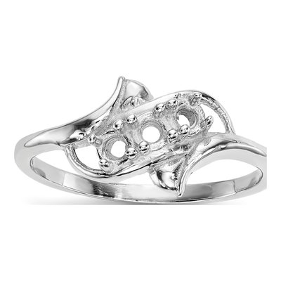 14K White Gold 3-Stone Mother's Ring Mounting – view 7