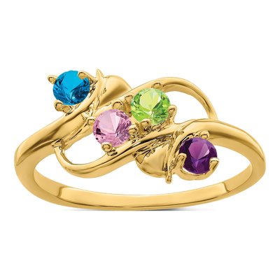 14K Yellow Gold 4-Stone Mother's Ring Mounting