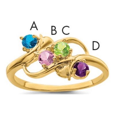 14K Yellow Gold Personalized Family Ring