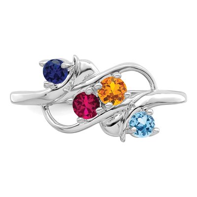 14K White Gold 4-Stone Mother's Ring Mounting – view 6