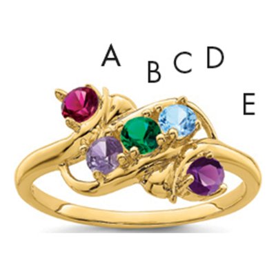 14K Yellow Gold 5-Stone Mother's Ring Mounting – view 2