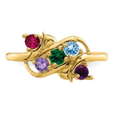 14K Yellow Gold 5-Stone Mother's Ring Mounting – view 5