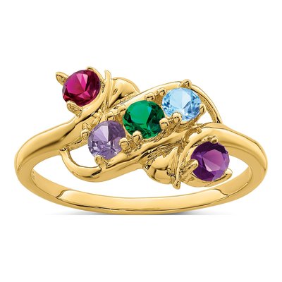 14K Yellow Gold 5-Stone Mother's Ring Mounting