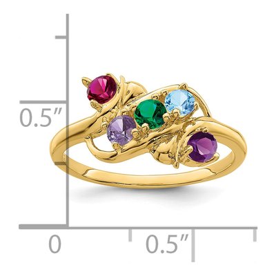 14K Yellow Gold 5-Stone Mother's Ring – view 6