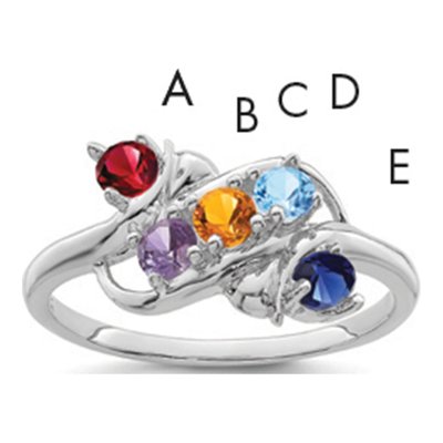 14K White Gold 5-Stone Mother's Ring Mounting – view 2