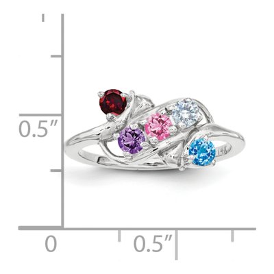 14K White Gold 5-Stone Mother's Ring Mounting – view 4