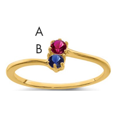 14K Yellow Gold 2-Stone Mother's Ring Mounting – view 2