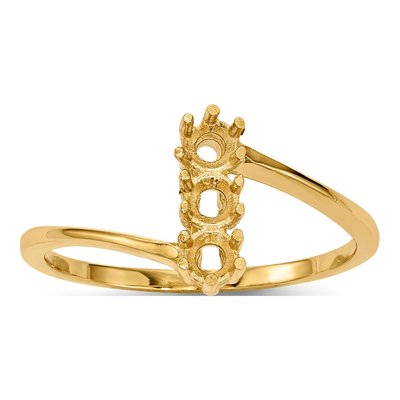 14K Yellow Gold 3-Stone Mother's Ring Mounting – view 6