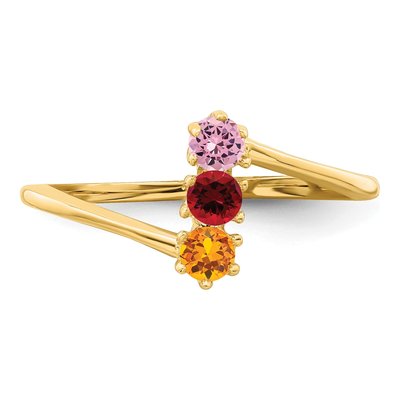 14K Yellow Gold 3-Stone Mother's Ring Mounting – view 7