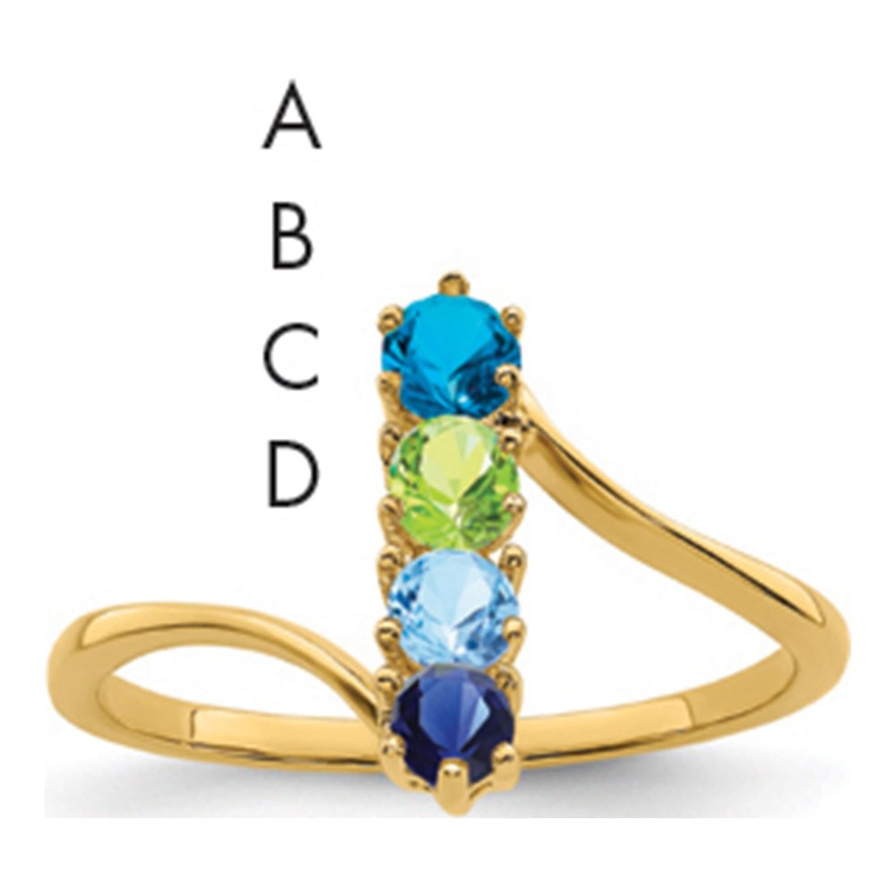14K Yellow Gold Family Ring with Round Stone