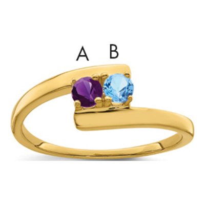 14K Yellow Gold 2-Stone Mother's Ring Mounting – view 2