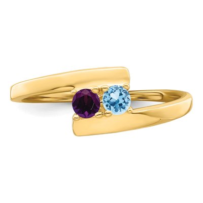 14K Yellow Gold 2-Stone Mother's Ring Mounting – view 4