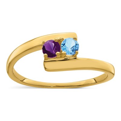 14K Yellow Gold 2-Stone Mother's Ring Mounting