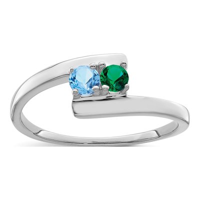 14K White Gold 2-Stone Mother's Ring Mounting