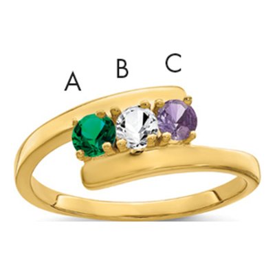 14K Yellow Gold 3-Stone Mother's Ring Mounting – view 2