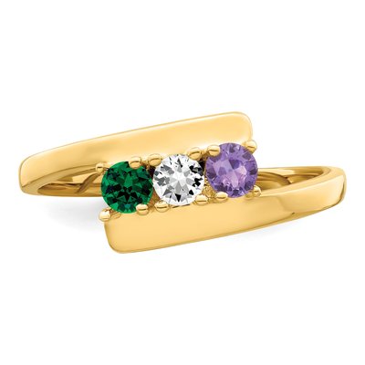 14K Yellow Gold 3-Stone Mother's Ring Mounting – view 8