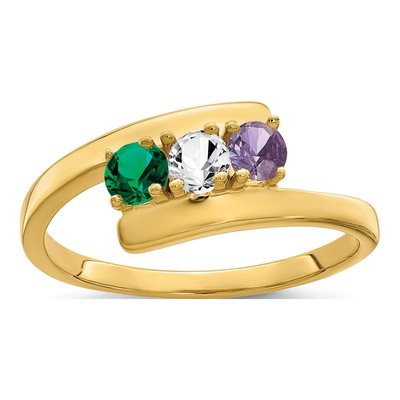 14K Yellow Gold 3-Stone Mother's Ring Mounting
