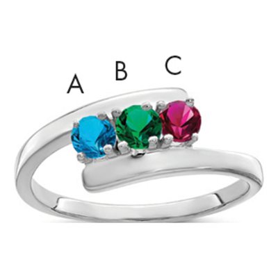 14K White Gold 3-Stone Mother's Ring Mounting – view 2