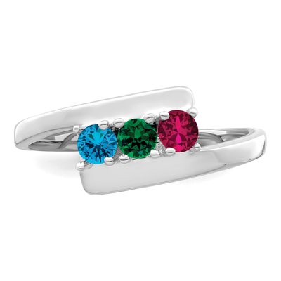 14K White Gold 3-Stone Mother's Ring Mounting – view 5
