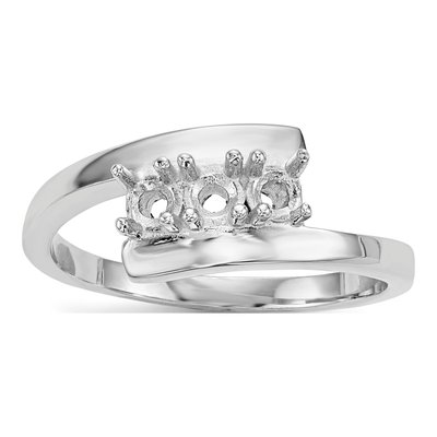14K White Gold 3-Stone Mother's Ring Mounting – view 7